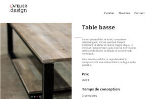 Page site web Atelier Design